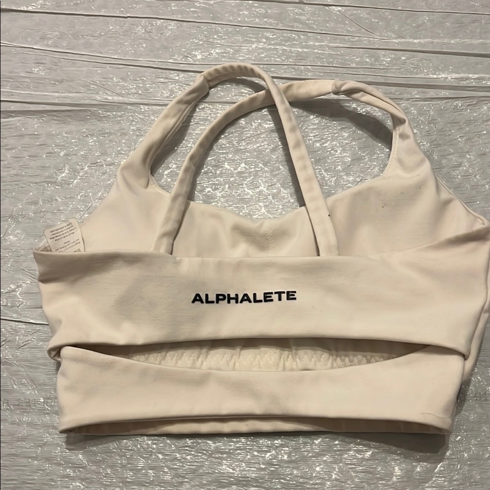 Alphalete Ivory Cutout Sports Bra